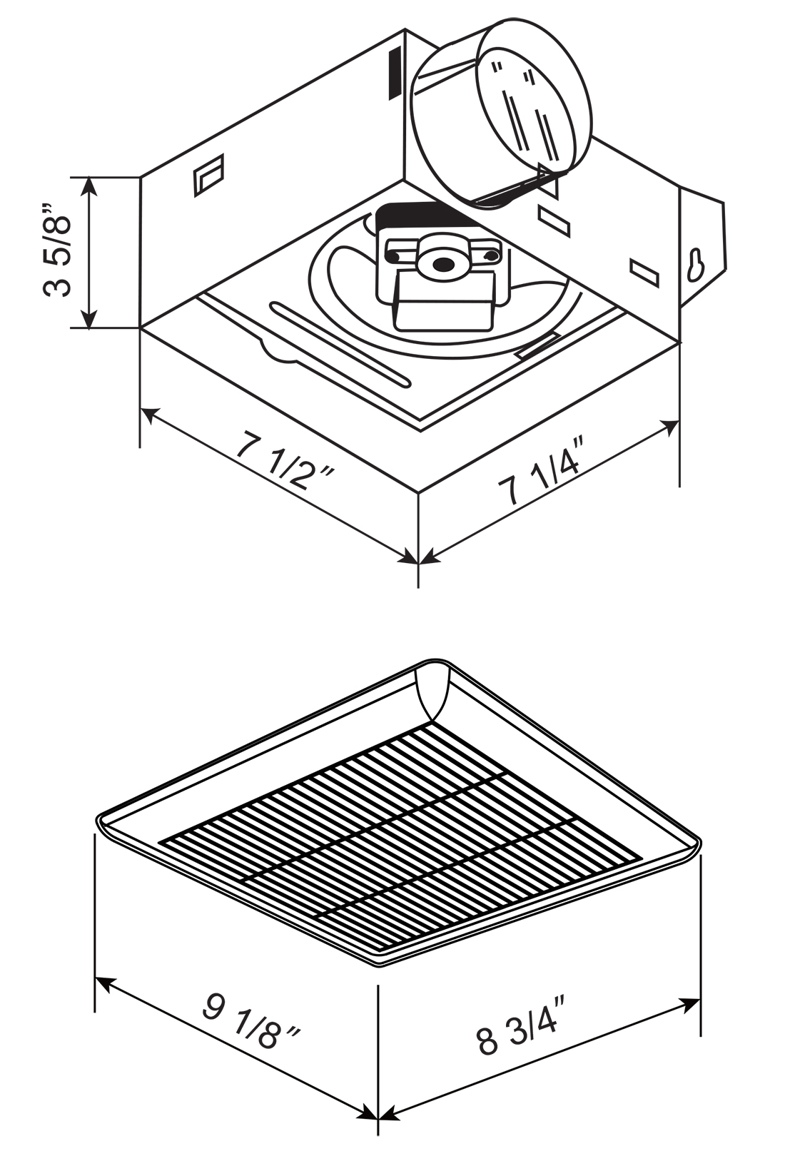 C Series Ceiling Exhaust Fan Dimensions