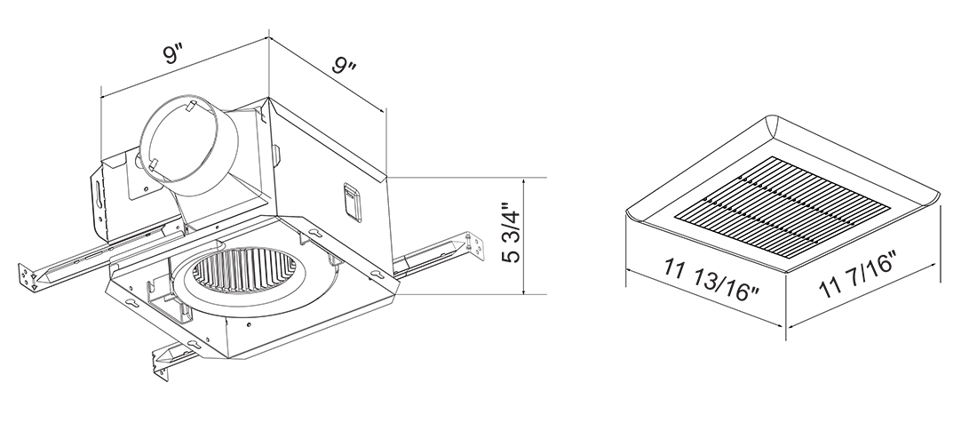 CNPD100-3 Series Exhaust Fan Dimension Drawing